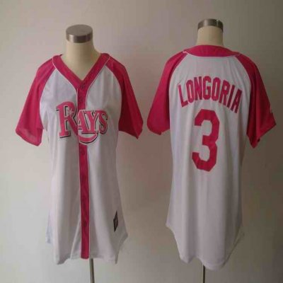 Women's Tampa Bay Rays #3 Evan Longoria Pink Splash Fashion Stitched MLB Jersey