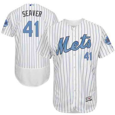 Mets #41 Tom Seaver White(Blue Strip) Flexbase Authentic Collection 2016 Father's Day Stitched MLB Jersey