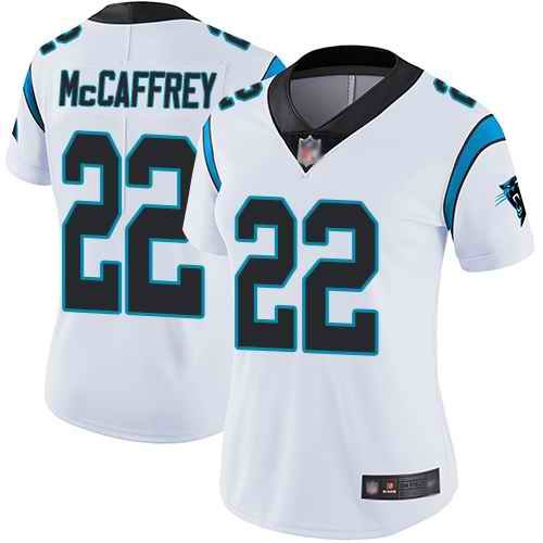 Women's Carolina Panthers #22 Christian McCaffrey White Vapor Untouchable Limited Jersey( Runs Small)