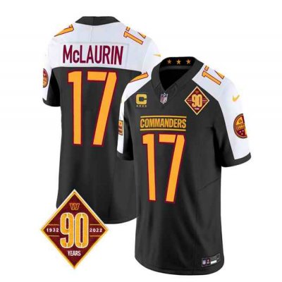 Men's Washington Commanders #17 Terry McLaurin Black/White 2023 F.U.S.E. With 4-Star C Patch 90th Anniversary Vapor Limited Stitched Football Jersey