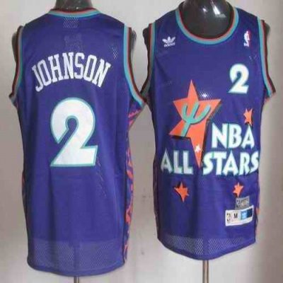 Hornets #2 Larry Johnson Purple 1995 All Star Throwback Stitched NBA Jersey