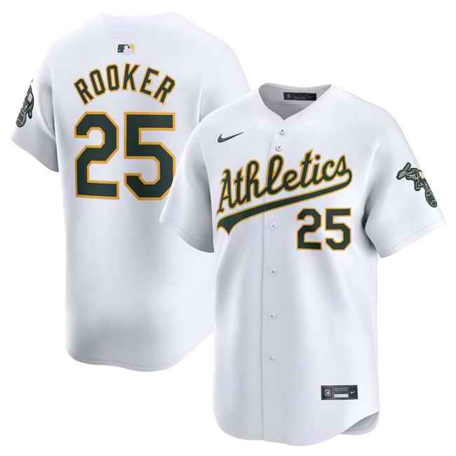 Men's Oakland Athletics #25 Brent Rooker White Home Limited  Stitched Jersey