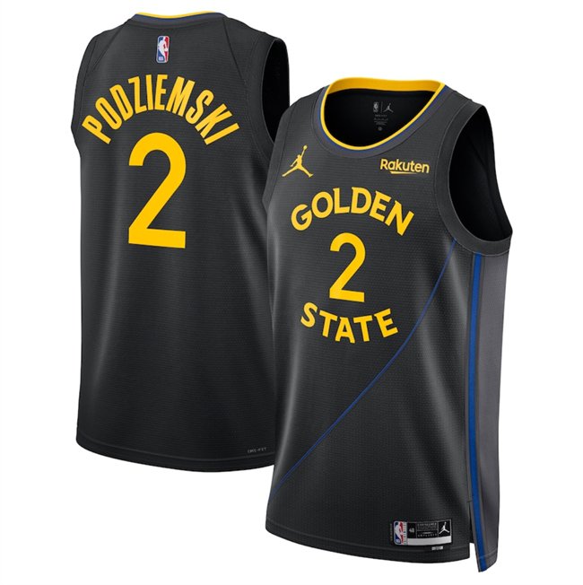 Men's Golden State Warriors #2 Brandin Podziemski Black 2024/25 Statement Edition Stitched Basketball Jersey