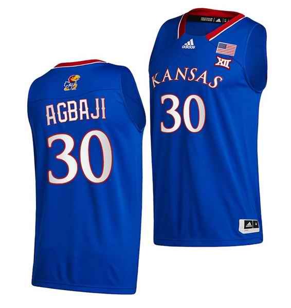 Men's Kansas Jayhawks #30 Ochai Agbaji Royal Basketball Stitched Jersey