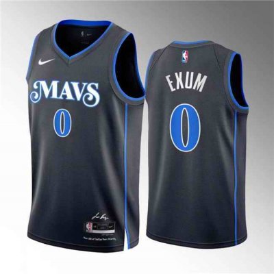 Men's Dallas Mavericks #0 Dante Exum Black 2023/24 City Edition Stitched Basketball Jersey