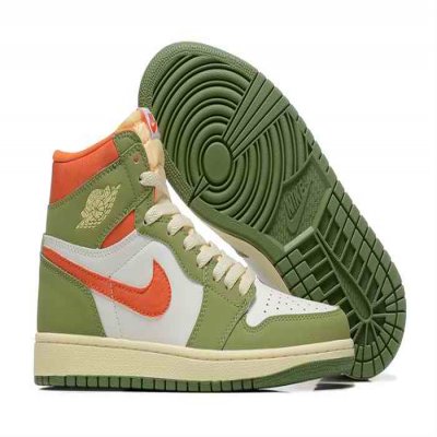 Women's Running Weapon Air Jordan 1 Green/White Shoes 0415