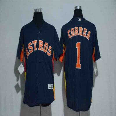 Men's Houston Astros #1 Carlos Correa Majestic Navy Alternate Cool Base Stitched MLB Jersey