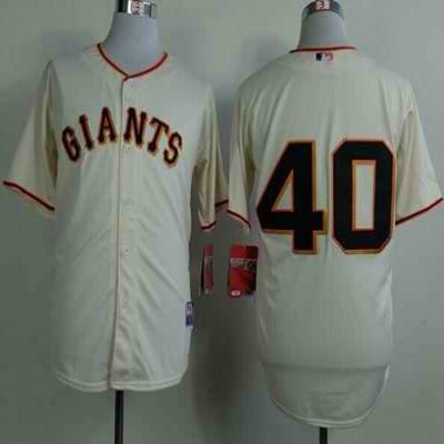 Giants #40 Madison Bumgarner Cream Cool Base Stitched MLB Jersey