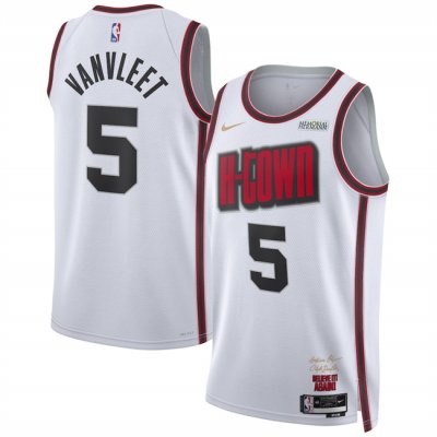 Men's Houston Rockets #5 Fred VanVleet White 2024/25 City Edition Stitched Jersey