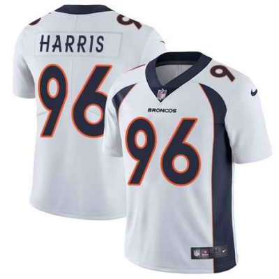 Men's Denver Broncos  #96 Shelby Harris White Vapor Untouchable Limited Stitched Jersey