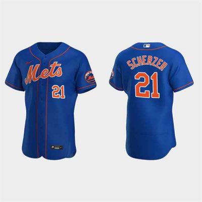 Men's New York Mets #21 Max Scherzer Royal Flex Base Stitched Jersey