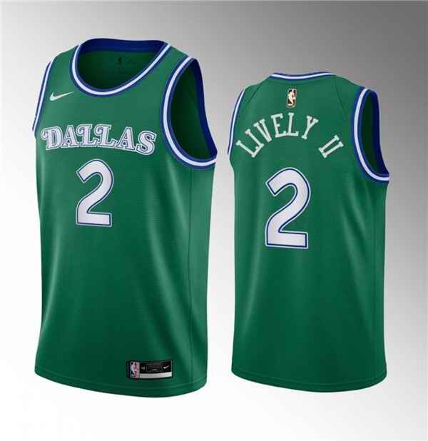 Men's Dallas Mavericks #2 Dereck Lively II Green 2023 Draft Classic Edition Stitched Basketball Jersey