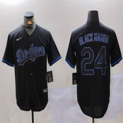 Men's Los Angeles Dodgers #24 'Black Mamba' Black Cool Base Stitched Baseball Jersey