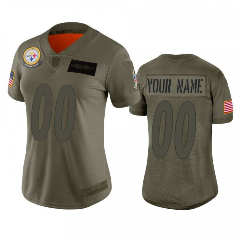 Women's Pittsburgh Steelers Customized 2019 Camo Salute To Service NFL Stitched Limited Jersey(Run Small'