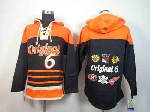 NHL Original 6 Teams Black Sawyer Hooded Sweatshirt Stitched NHL Jersey