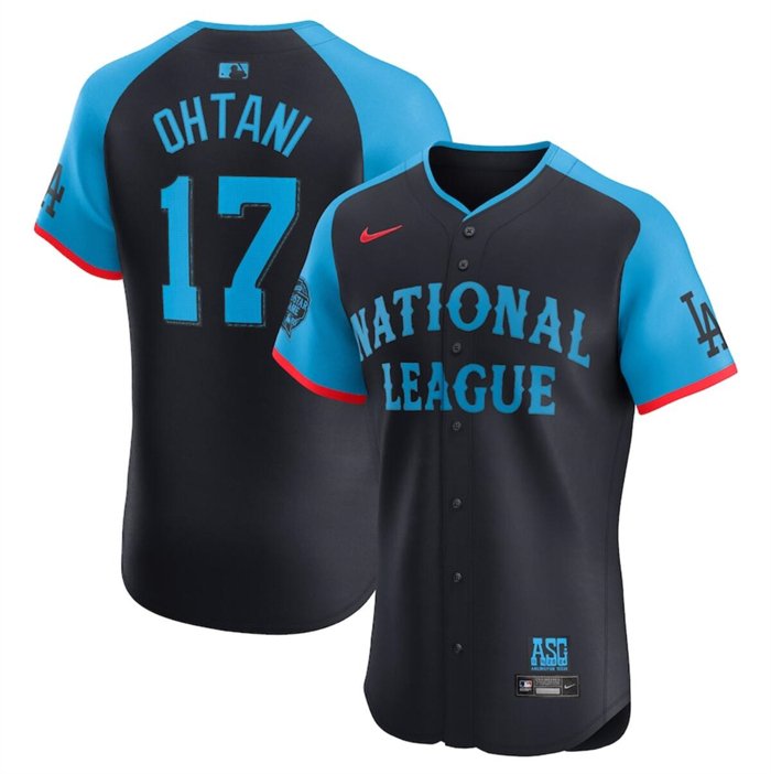 Men's National League #17 Shohei Ohtani Navy 2024 All-Star Elite Stitched Baseball Jersey