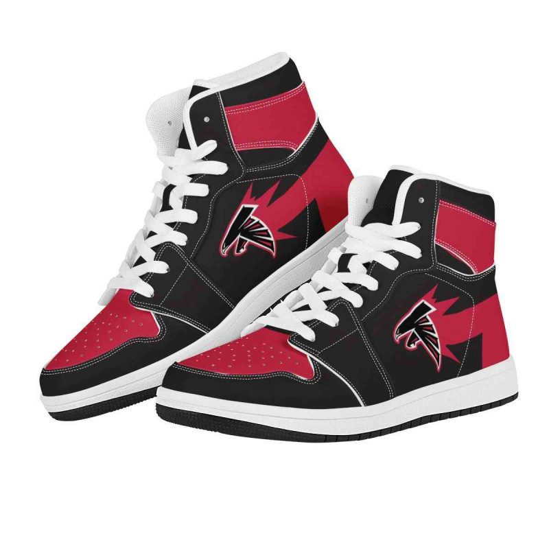 Women's Atlanta Falcons High Top Leather AJ1 Sneakers 001