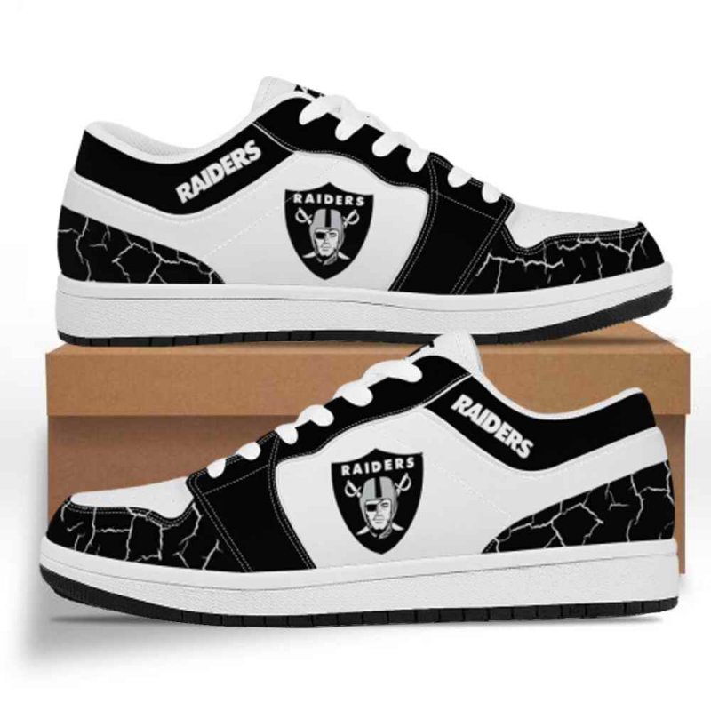 Women's Las Vegas Raiders Low Top Leather AJ1 Sneakers 001