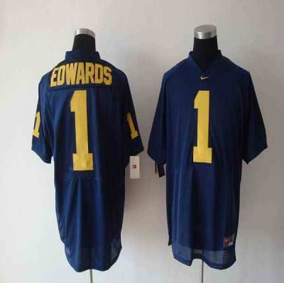 Wolverines Braylon Edwards #1 Blue Stitched NCAA Jersey