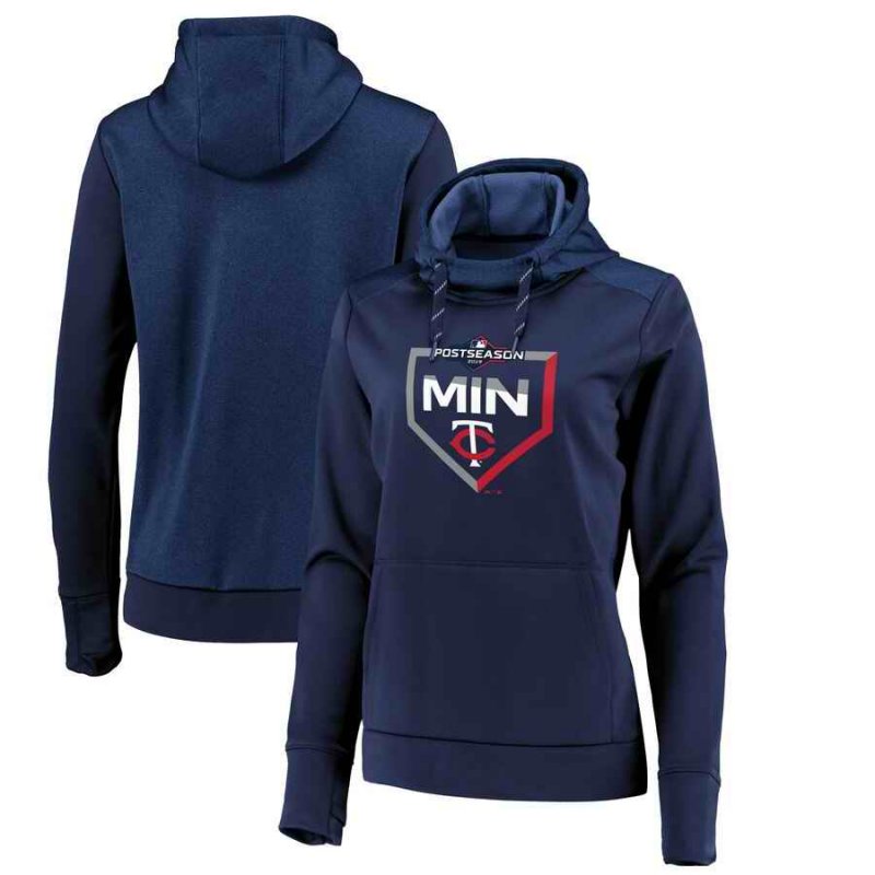 Women's Minnesota Twins Majestic Navy  2019 Postseason Dugout Pullover Hoodie(Run Small)