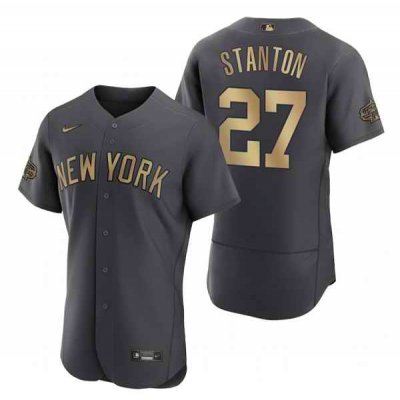 Men's New York Yankees #27 Giancarlo Stanton 2022 All-Star Charcoal Flex Base Stitched Baseball Jersey