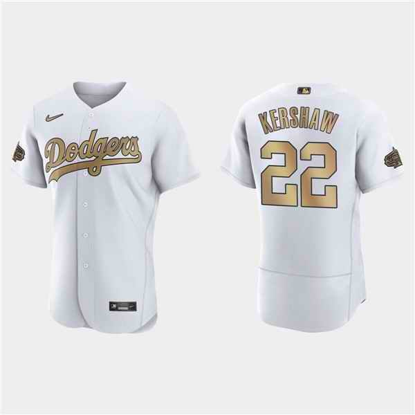 Men's Los Angeles Dodgers #22 Clayton Kershaw 2022 All-Star White Flex Base Stitched Baseball Jersey