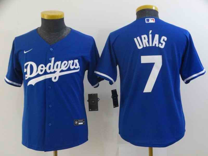 Youth Los Angeles Dodgers #7 Julio Urias Blue Cool Base Stitched Jersey