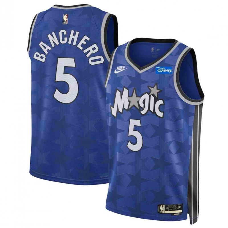 Men's Orlando Magic #5 Paolo Banchero Blue 2023/24 Classic Edition Stitched Basketball Jersey