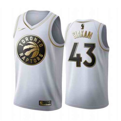 Men's Toronto Raptors #43 Pascal Siakam White Golden Stitched Jersey