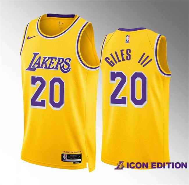 Men's Los Angeles Lakers #20 Harry Giles Iii Yellow Icon Edition Stitched Basketball Jersey