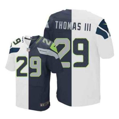 Nike Seahawks #29 Earl Thomas III White/Steel Blue Men's Stitched NFL Elite Split Jersey