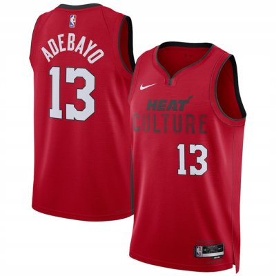 Men's Miami Heat #13 Bam Adebayo Red 2024/25 City Edition Stitched Basketball Jersey