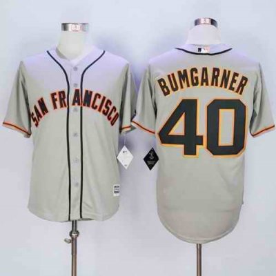 Giants #40 Madison Bumgarner Grey New Cool Base Road Stitched MLB Jersey