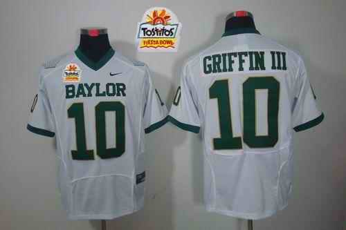 Bears #10 Robert Griffin III White 2014 Fiesta Bowl Patch Stitched NCAA Jersey