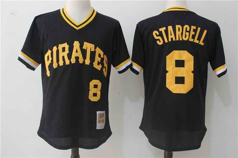 Men's Pittsburgh Pirates #8 Willie Stargell Mitchell & Ness Black 1982 Authentic Cooperstown Collection Mesh Batting Practice Stitched MLB Jersey