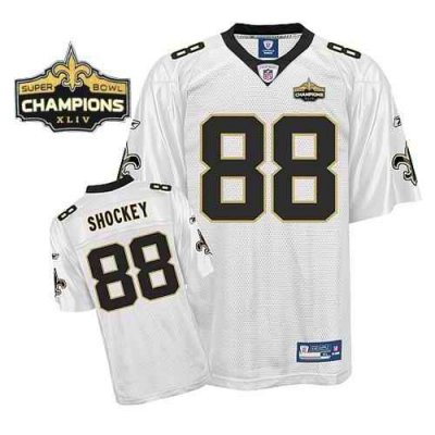 Saints #88 Jeremy Shockey White Super Bowl XLIV 44 Champions Stitched Youth NFL Jersey