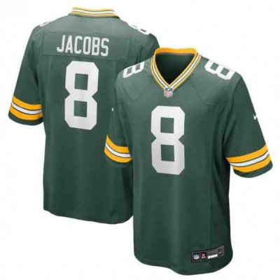 Men's Green Bay Packers #8 Josh Jacobs Green Stitched Game Jersey