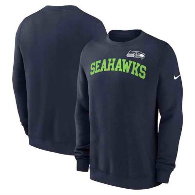 Men's Seattle Seahawks Navy Club Pullover Sweatshirt