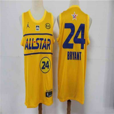 Men's 2021 All-Star Lakers #24 Kobe Bryant Yellow Western Conference Stitched NBA Jersey