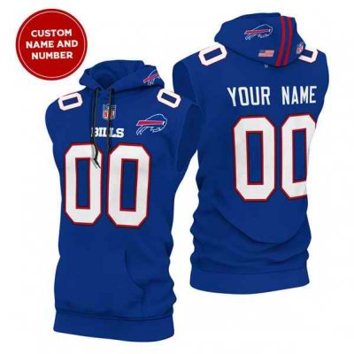 Men's Buffalo Bills Customized Royal Limited Edition Sleeveless Hoodie