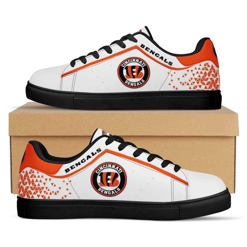 Men's Cincinnati Bengals Low Top Leather Sneakers 001