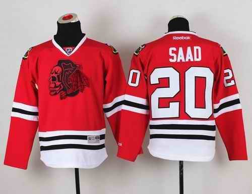 Blackhawks #20 Brandon Saad Red(Red Skull) Stitched Youth NHL Jersey