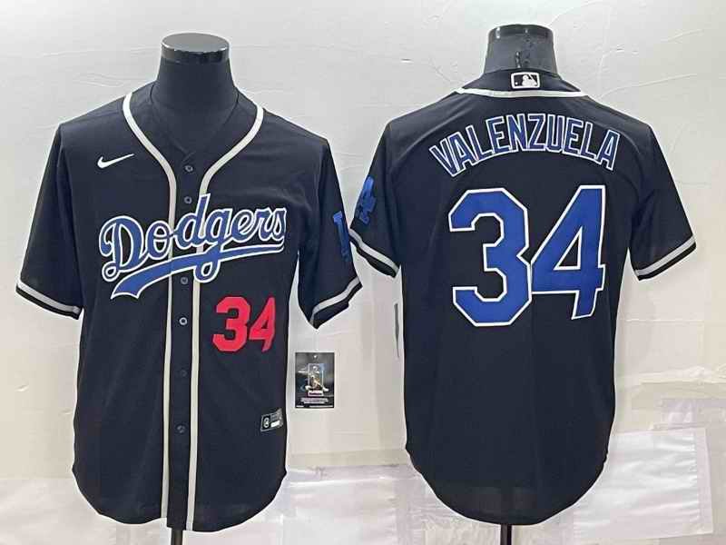 Men's Los Angeles Dodgers #34 Toro Valenzuela Black Cool Base Stitched Baseball Jersey