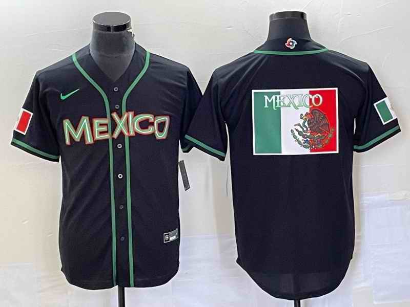 Men's Mexico Baseball 2023 Black World Baseball Classic Team Big Logo Stitched Jersey