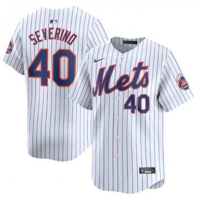 Men's New York Mets #40 Luis Severino White 2024 Home Limited Stitched Baseball Jersey