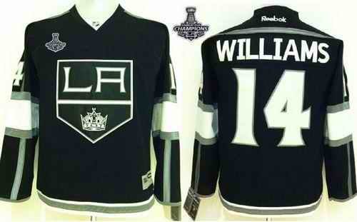 Kings #14 Justin Williams Black Home 2014 Stanley Cup Champions Stitched Youth NHL Jersey