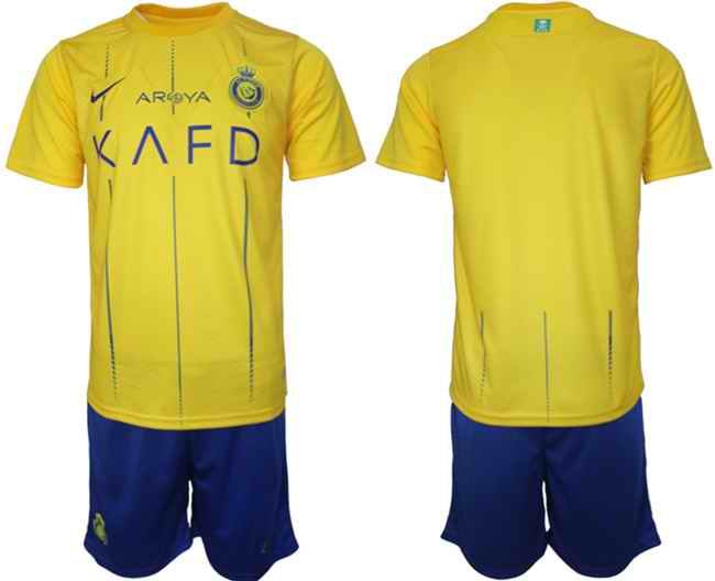 Men's Al Nassr Custom 2023/24 Yellow Away Soccer Jersey Suit