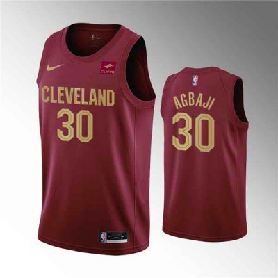 Men's Cleveland Cavaliers #30 Ochai Agbaji Wine Icon Edition Stitched Basketball Jersey