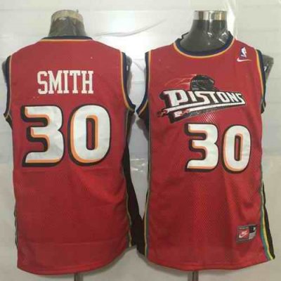 Pistons #30 Joe Smith Red Nike Throwback Stitched NBA Jersey