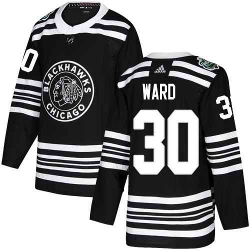 Men's Chicago Blackhawks #30 Cam Ward Black 2019 Winter Classic Stitched NHL Jersey